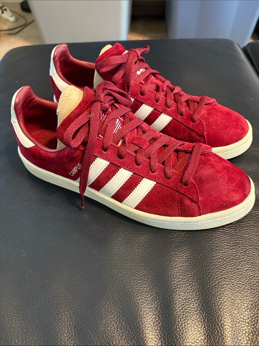 Adidas Campus Nubuck Sneakers in “Collegiate Burgundy” BZ0087